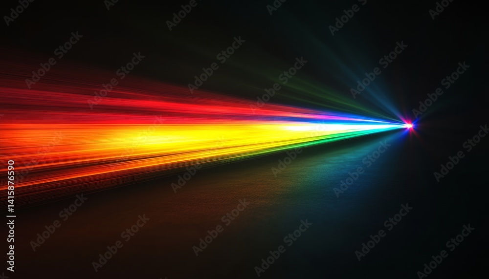 Poster Captivating Display of Light Beam Refraction Creating a Vibrant Color Spectrum Against a Sleek Black Background
