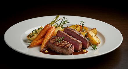 grilled steak with vegetables