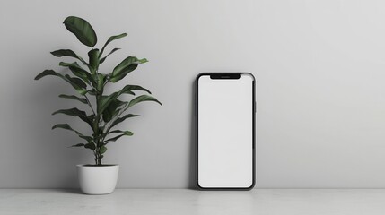 Serene Minimalist Smartphone Mockup with Greenery