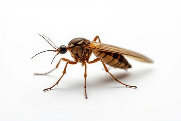 Ultra-Realistic Macro Image: Detailed Anatomical Features of Dead Mosquito on White Background
