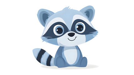 Naklejka premium Adorable Cartoon Raccoon with Expressive Eyes and Playful Pose for Kids Wildlife and Nature T