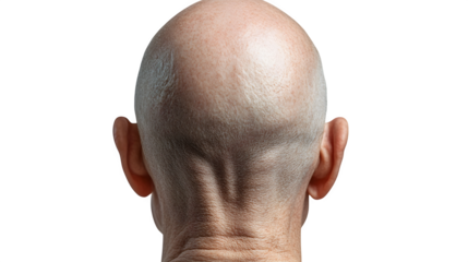 bald man head model isolated on white background, high-definition, realistic look