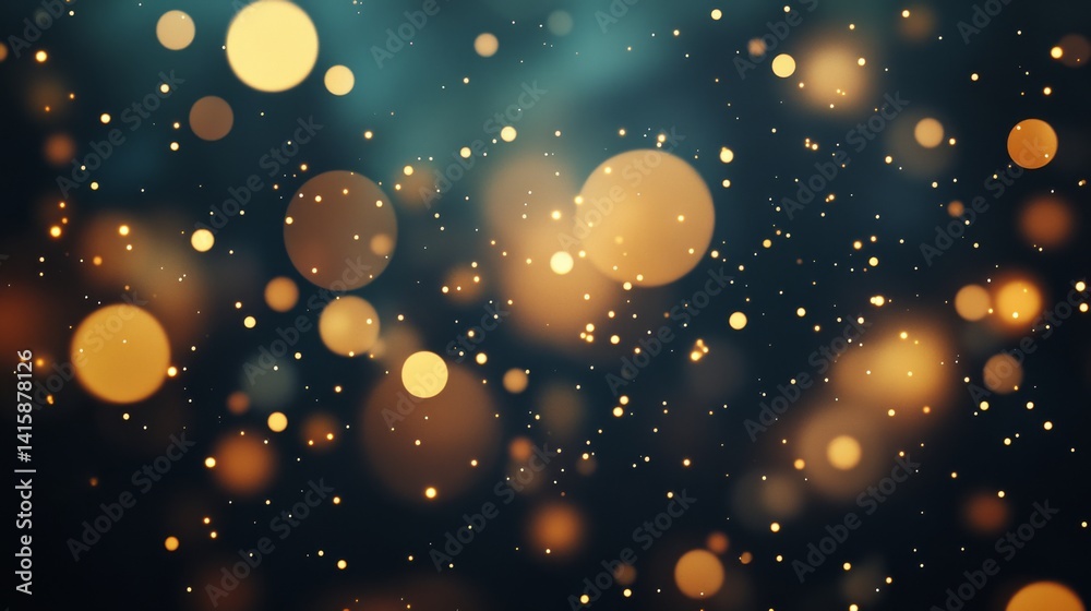 Aufkleber Twinkling Bokeh Sparkles Dance Against a Dark Backdrop, Creating a Whimsical Atmosphere of Light and Shadow in Mesmerizing Patterns