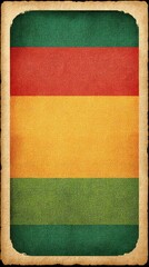 Rastafarian Colors: Bold, vertical stripes of green, gold,Retro Rasta Stripes Background with Halftone Texture