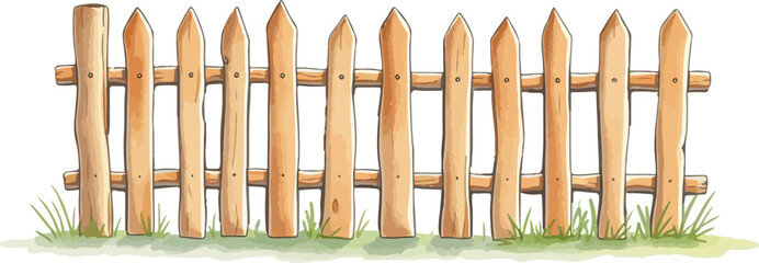 Watercolor vector illustration of a fence.
