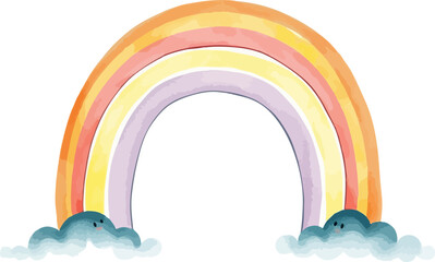 Rainbow watercolor vector illustration.