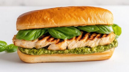 Grilled chicken sandwich with pesto