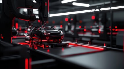 Obraz premium Futuristic Car Manufacturing: A Glimpse into Automated Production