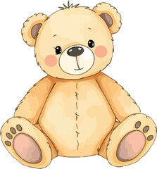 Cute teddy bear in watercolor technique. Vector illustration.
