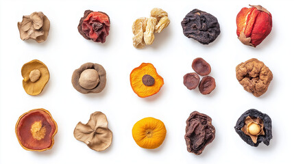 Dried fruits isolated on white background 
