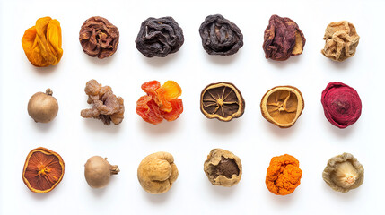 Dried fruits isolated on white background 
