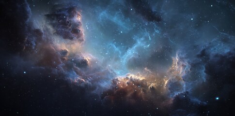 Fototapeta premium An amazing nebula with clouds and stars, a space background, desktop wallpaper