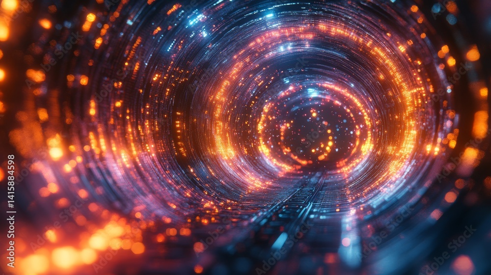 Leinwandbilder Illuminated Tunnel of Vibrant Colors Creating a Mesmerizing Journey Into the Unknown