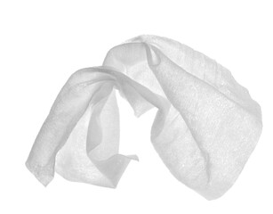 disposable wet wipe isolated on white