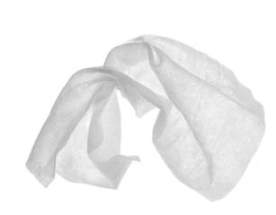 disposable wet wipe isolated on white