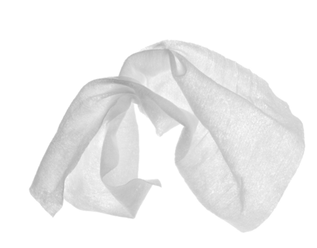 disposable wet wipe isolated on white