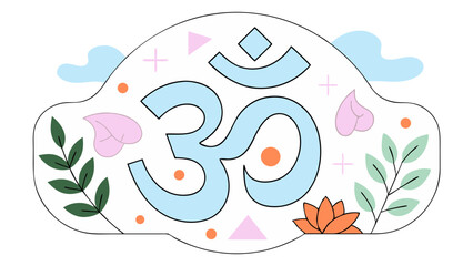 Naklejka premium Stylized Om symbol, spiritual design, pastel colors, for websites and blogs