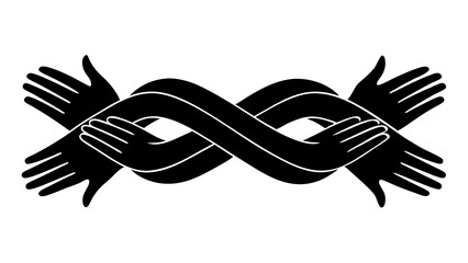 Obraz premium Minimalist art, silhouette of helping hands, intertwined arms, for websites and blogs