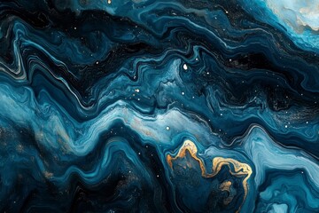 Obraz premium Fluid Acrylic Pouring: Deep Ocean Abstract Art