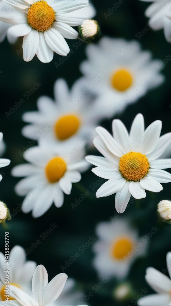 Poster delicate daisies bloom amidst a soft, geometric backdrop, creating a serene and refreshing atmospher