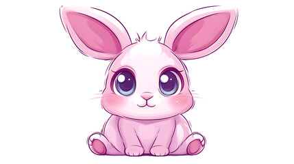 Adorable Pink Bunny with Big Eyes and Fluffy Fur Perfect for Easter Childrens Books and Gre