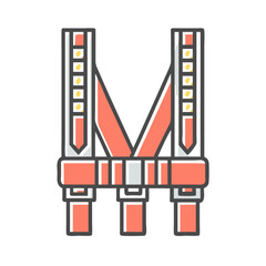 Cartoon Illustration of a Safety Harness with Orange Straps and Yellow Accents