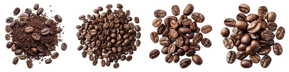 Fototapeta premium Caffeine blend Isolated on transparent background. PNG , Set of