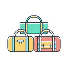 Stack of colorful duffel bags for travel, sport, or leisure activities