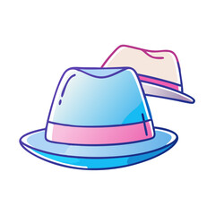 Two stylish summer hats with a blue and pink color scheme