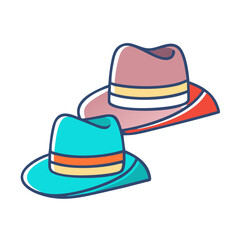 Two stylish fedora hats in different colors resting on a white surface