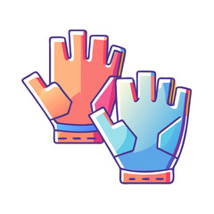 Stylish fingerless gloves illustration in orange and blue color variations