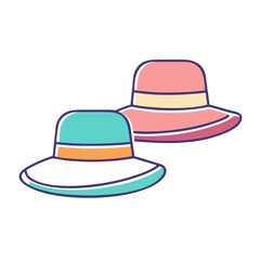 Pair of stylish summer hats illustration with complementary color schemes design