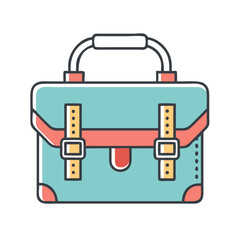 A cheerfully colored blue, yellow and orange briefcase with a handle