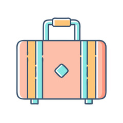 Colorful cartoon luggage bag with handle and a diamond in the middle