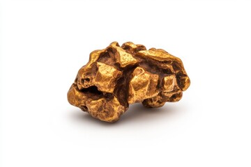 Golden Rock Sculpture: A Textured, Abstract Bronze Form