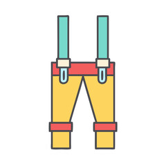 Cartoon illustration of traditional Bavarian leather pants with suspenders for Oktoberfest