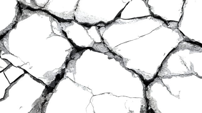 Cracked mirror surface effect isolated on white background