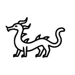 Chinese Dragon Illustration in Black and White Style, icon, vector 