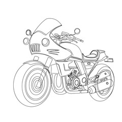 Motorcycle Line Drawing | Classic Bike Outline Illustration | Motorbike Technical Sketch | Vintage Motorcycle Art | Digital Download PNG SVG