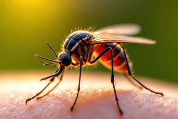 Fototapeta premium Mosquito Close-Up: Photoreal Macro Render with High-Fidelity Skin Detail