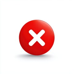 Fototapeta premium Red circle with cross symbol on white background