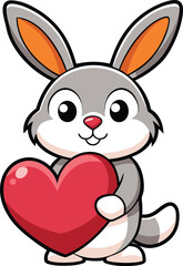 Bunny Holding a Big Heart