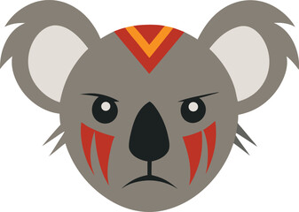 Warrior Koala Face Angry Tribal Animal Illustration

