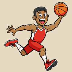 Basketball player runs with the ball in his hand