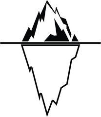 Iceberg Icon, Black line art vector logo. flat design in trendy style
