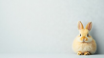 Obraz premium A yellow bunny, sitting and facing camera, looking sad