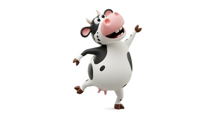 Happy Cartoon Cow Dancing with Joy