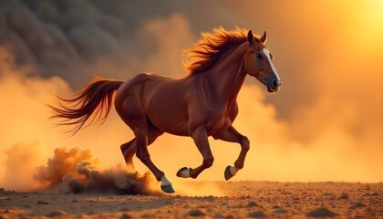 Fototapeta premium wild stallion, horse running at full speed