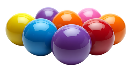 colorful ball pit balls isolated on white background, high-definition, realistic look
