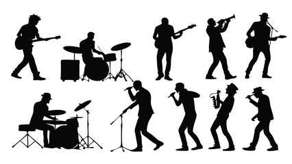 Obraz premium Black silhouette musicians vactor